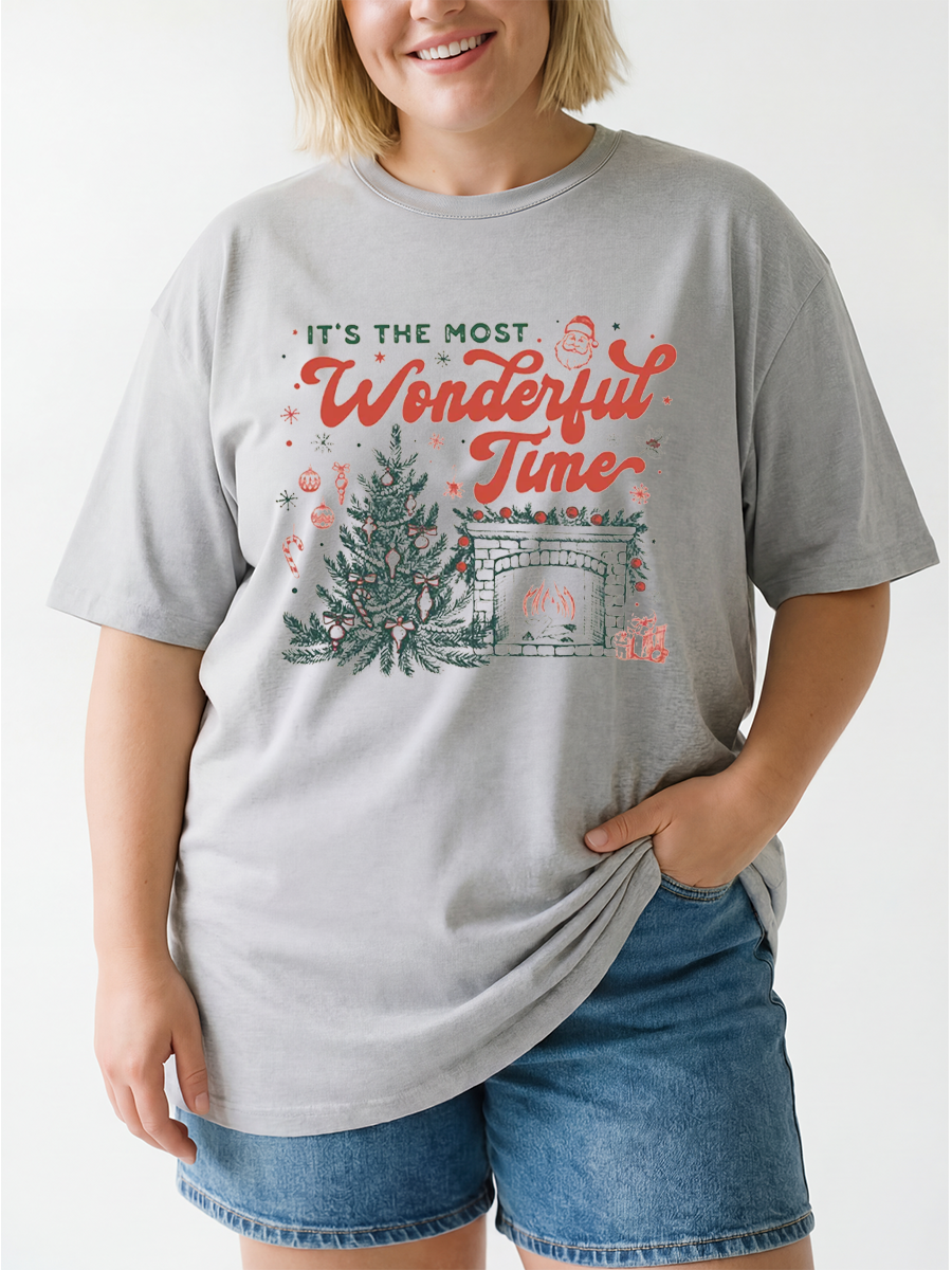 Vintage  It'S The Most Wonderful Time Oversize Graphic Tee
