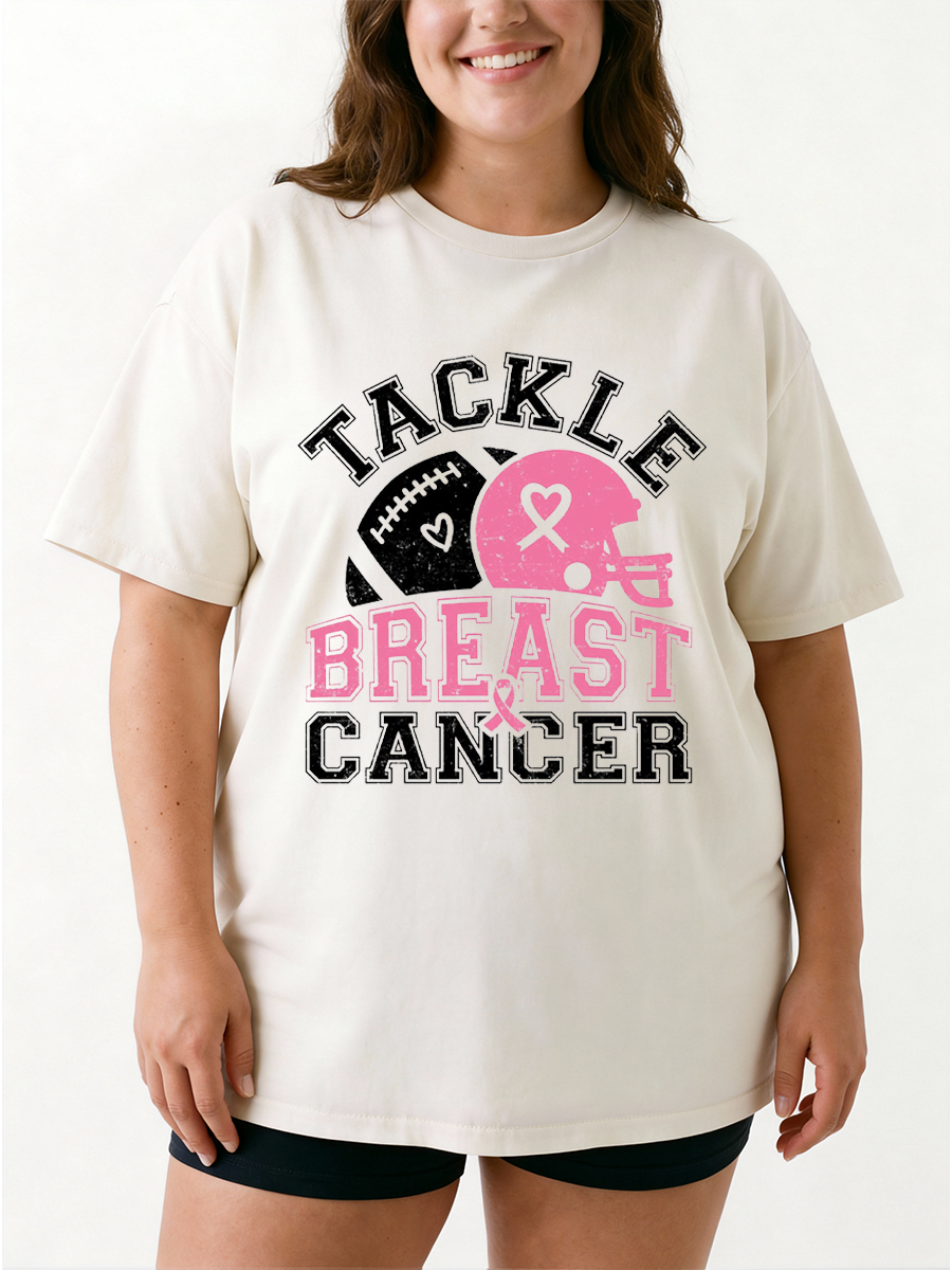 Vintage Tackle Breast Cancer Oversize Graphic Tee