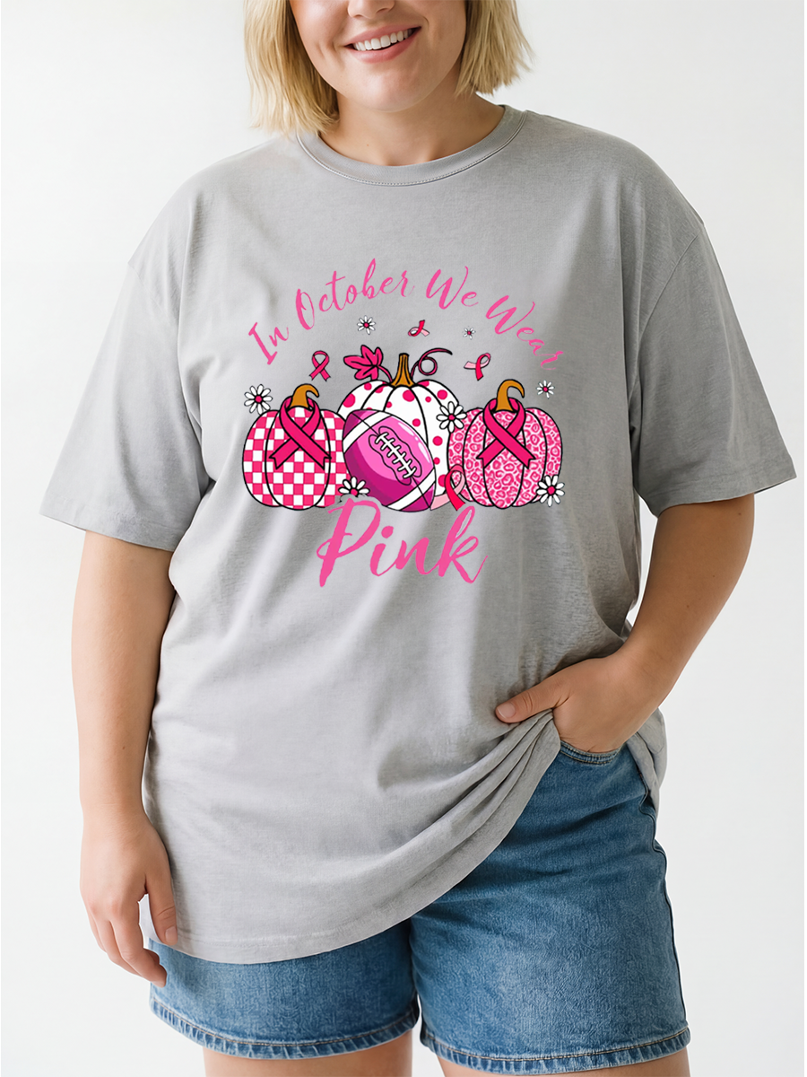 Vintage In October We Wear Pink Oversize Graphic Tee