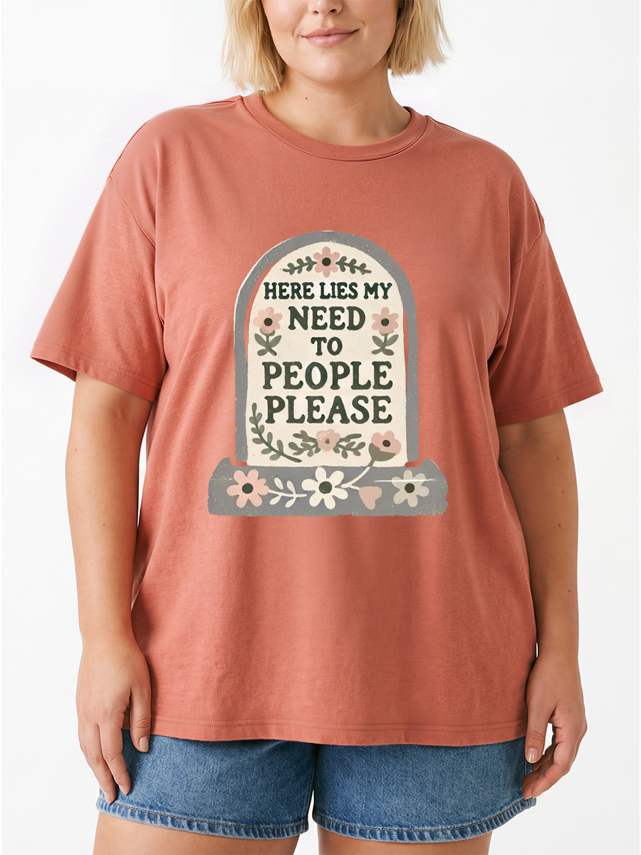 Vintage Here Lies My Need To People Please Oversize Graphic Tee