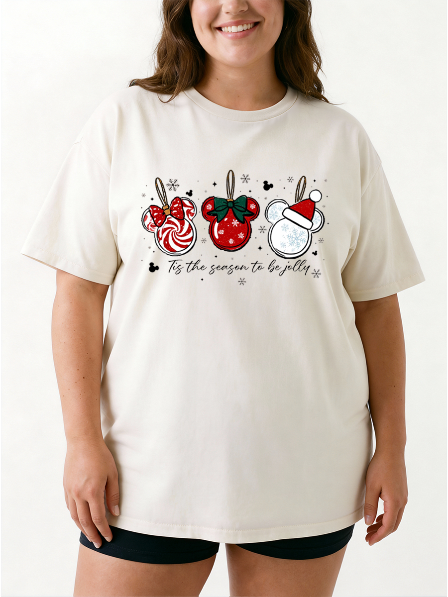 Vintage Tis The Season To Be Jolly Oversize Graphic Tee