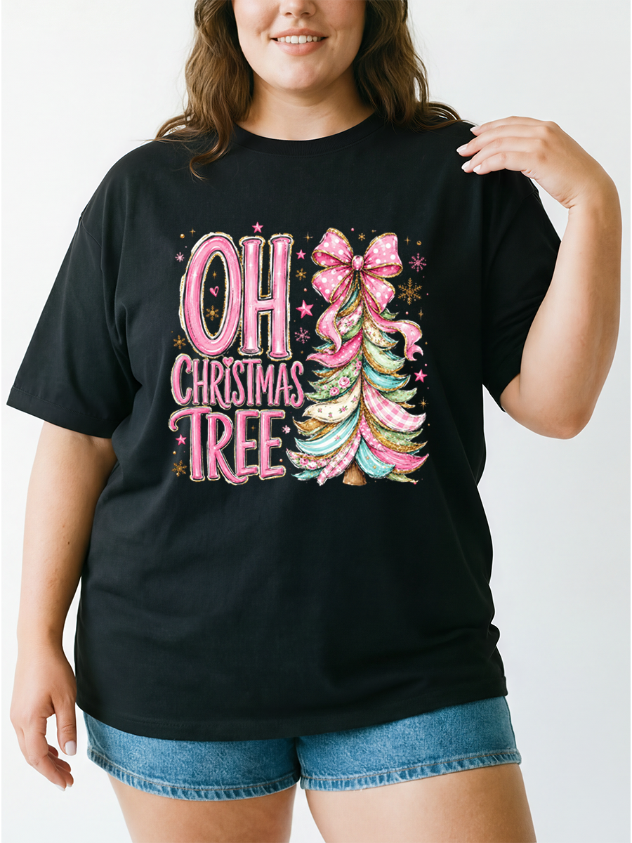 Vintage Oh Christmas Tree Oversize Graphic Tee