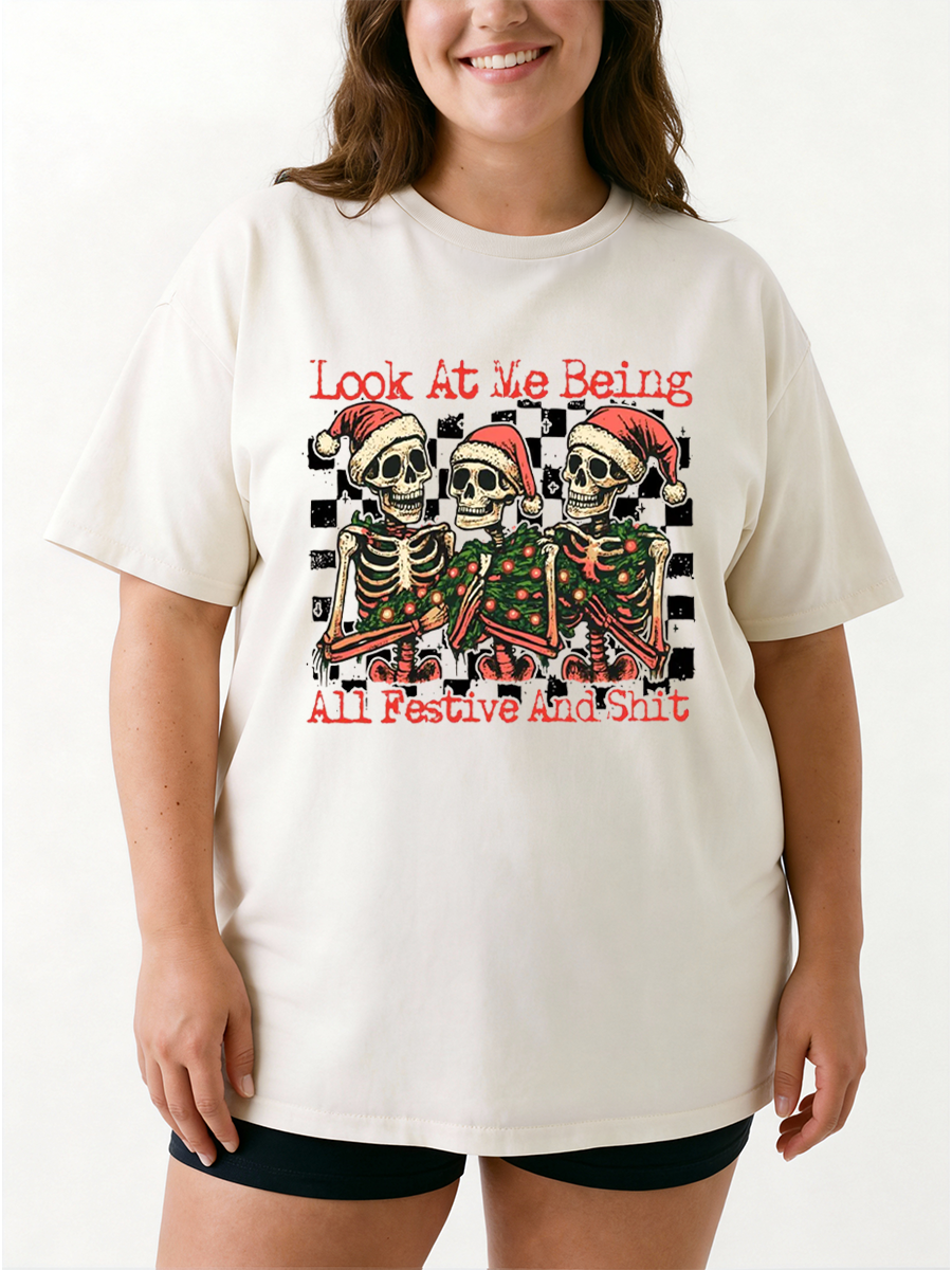 Vintage Look At Me Being All Festive And Shit Oversize Graphic Tee