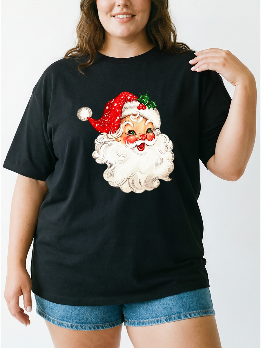 Vintage Retro Santa Oversize Graphic Tee