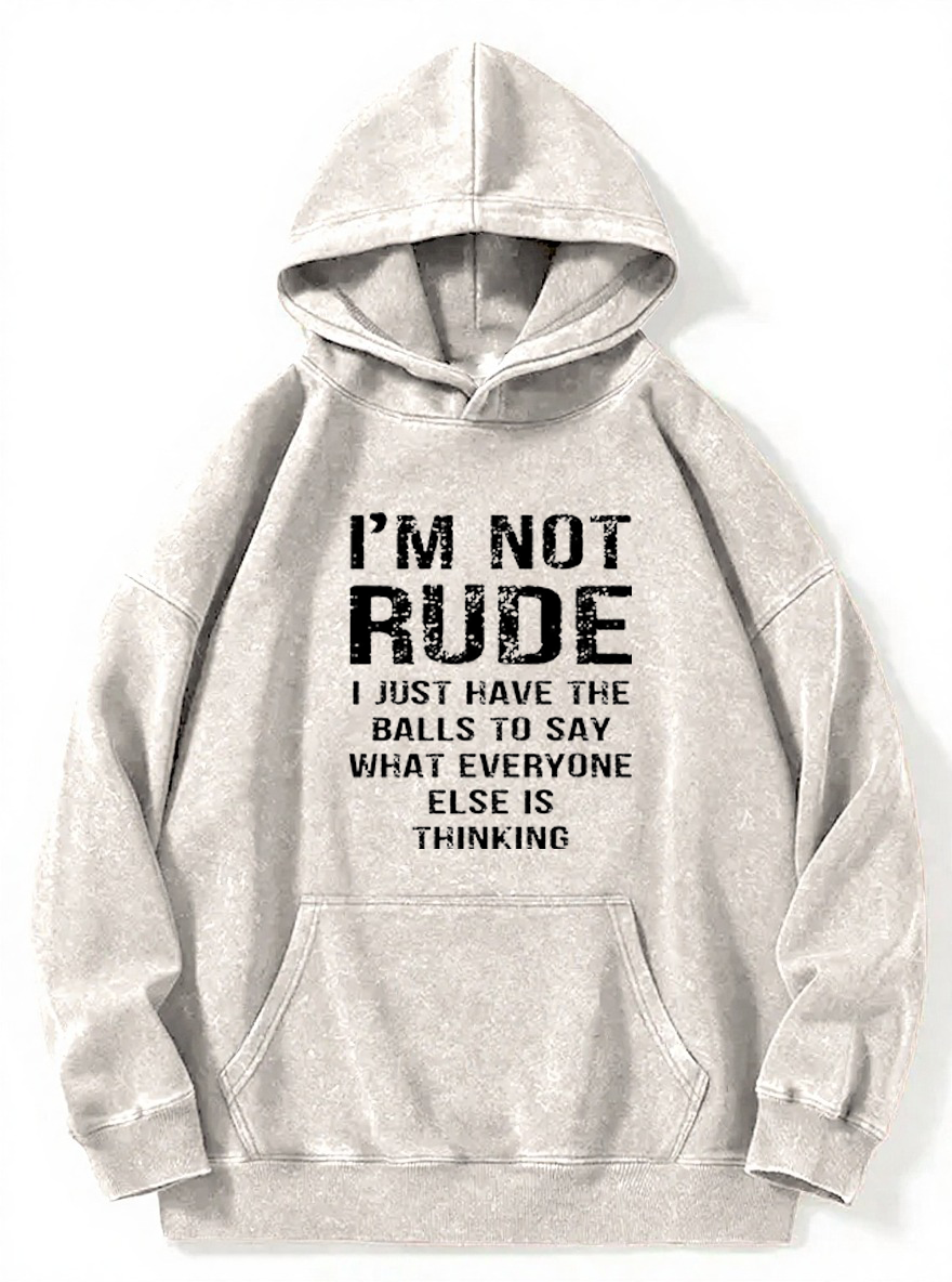 Vintage I'M Not Rude I Just Have The Balls To Say Wht Everyone Else Is Thinking Washed Hoodie