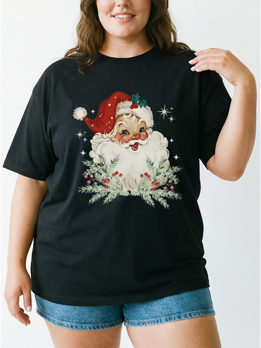 Vintage Christmas Santa Oversize Graphic Tee