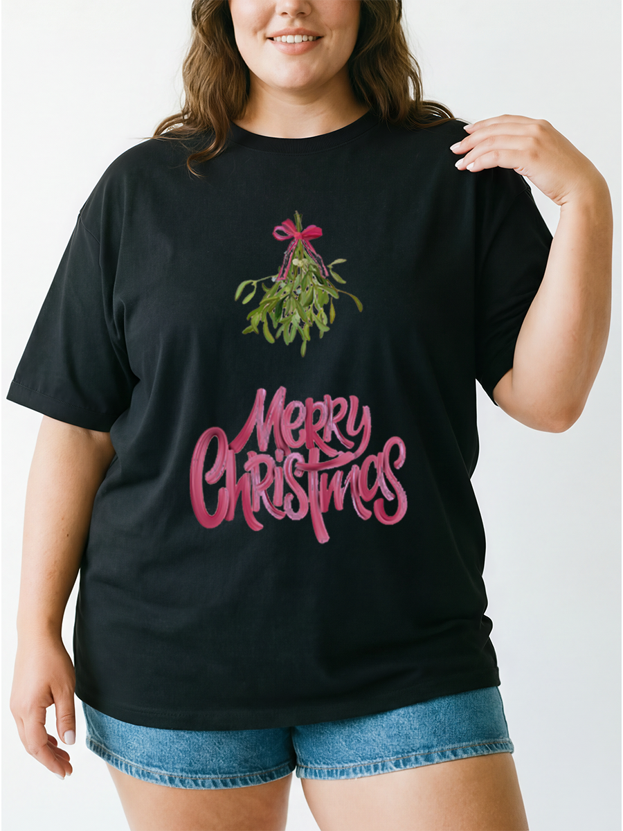 Vintage Merry Christmas Oversize Graphic Tee