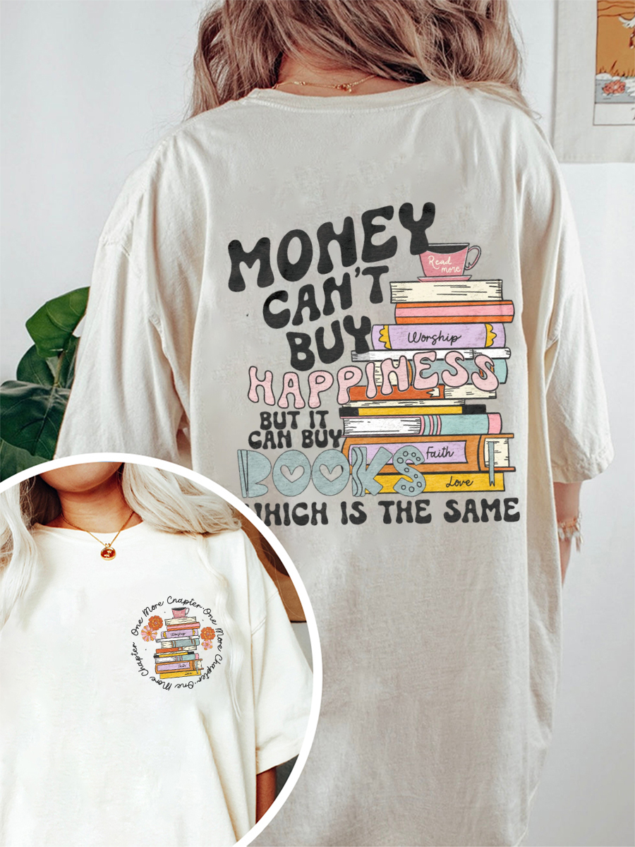 Vintage Money Can'T Buy Happiness But It Can Books T-Shirt