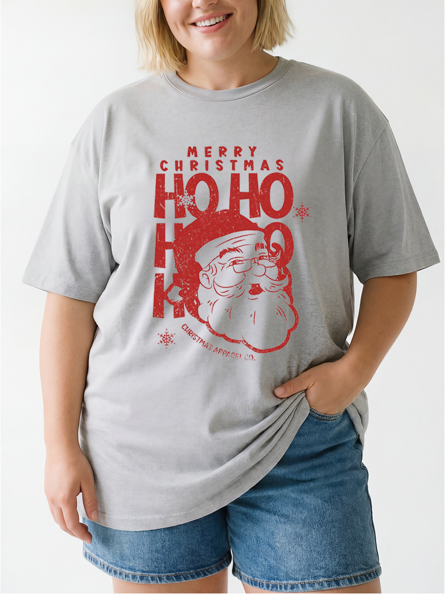 Vintage 2026 Christmas Ho Ho Ho Oversize Graphic Tee