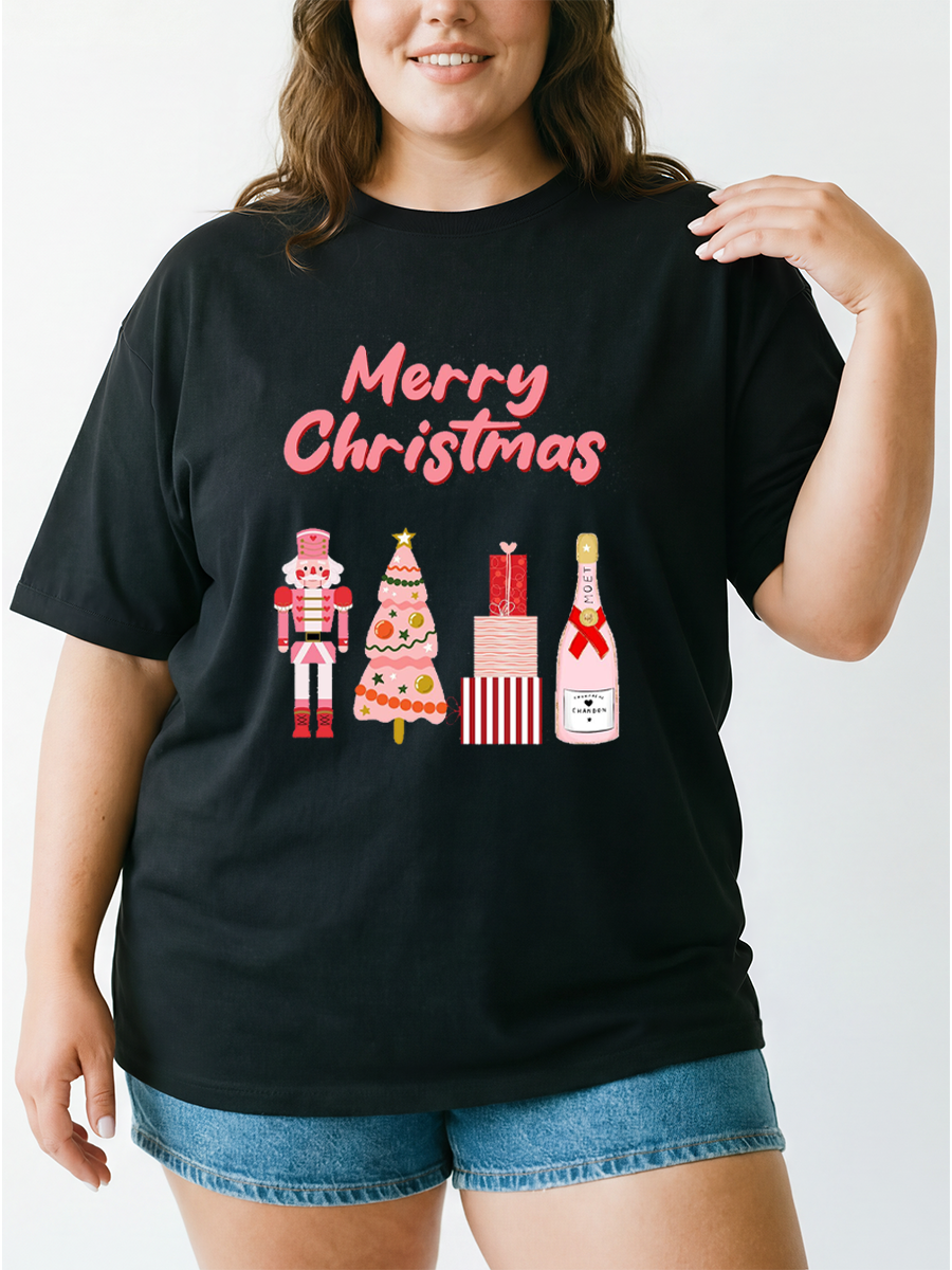 Vintage Merry Christmas Oversize Graphic Tee