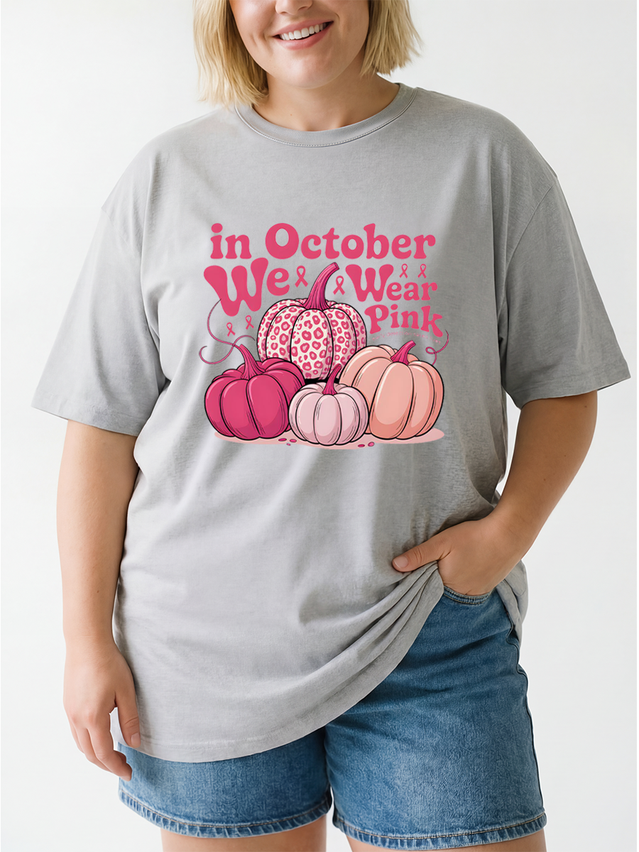 Vintage In October We Wear Pink Oversize Graphic Tee