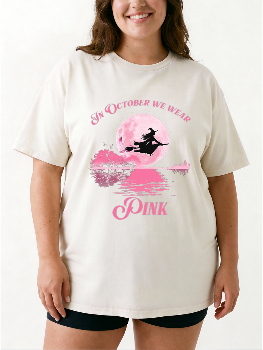 Vintage In October We Wear Pink Oversize Graphic Tee