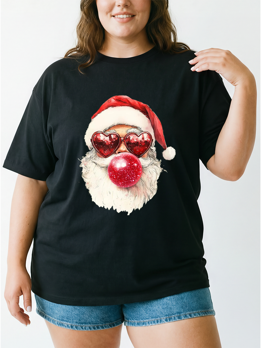 Vintage Santa Bubble Gum Christmas Oversize Graphic Tee