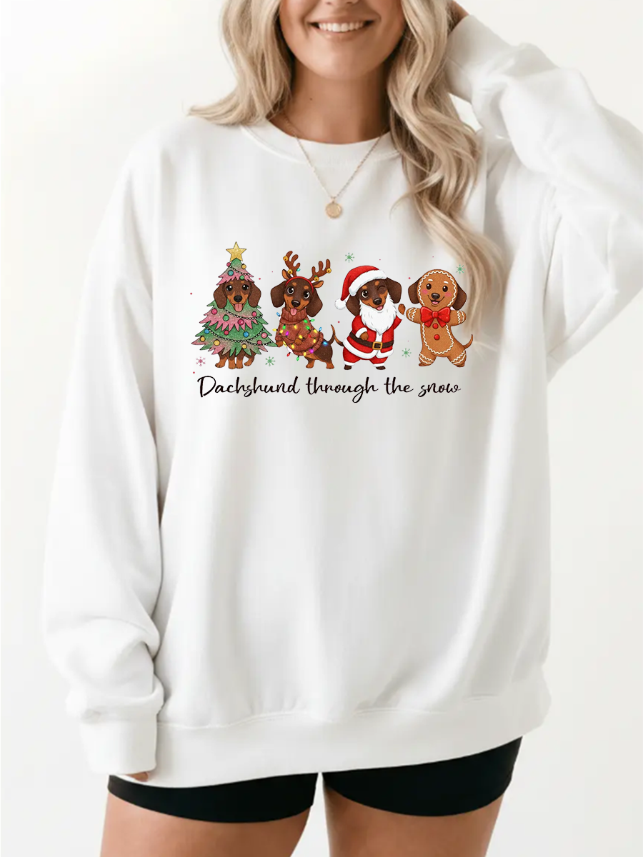 Vintage Dachshund Through The Snow Sweatshirt