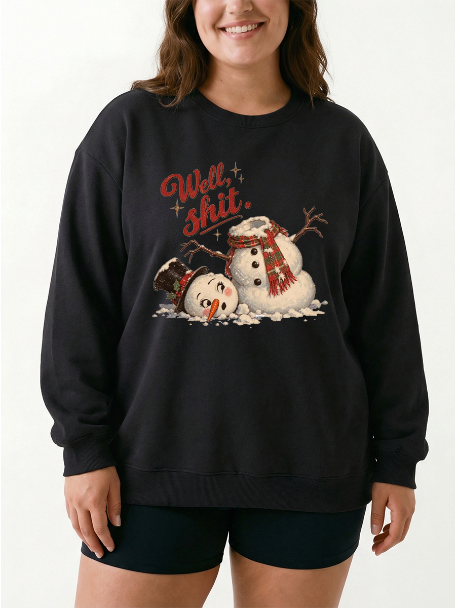 Vintage Well Shit Snowman Sweatshirt