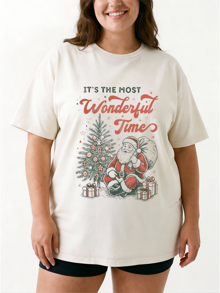 Vintage It'S The Most Wonderful Time Oversize Graphic Tee