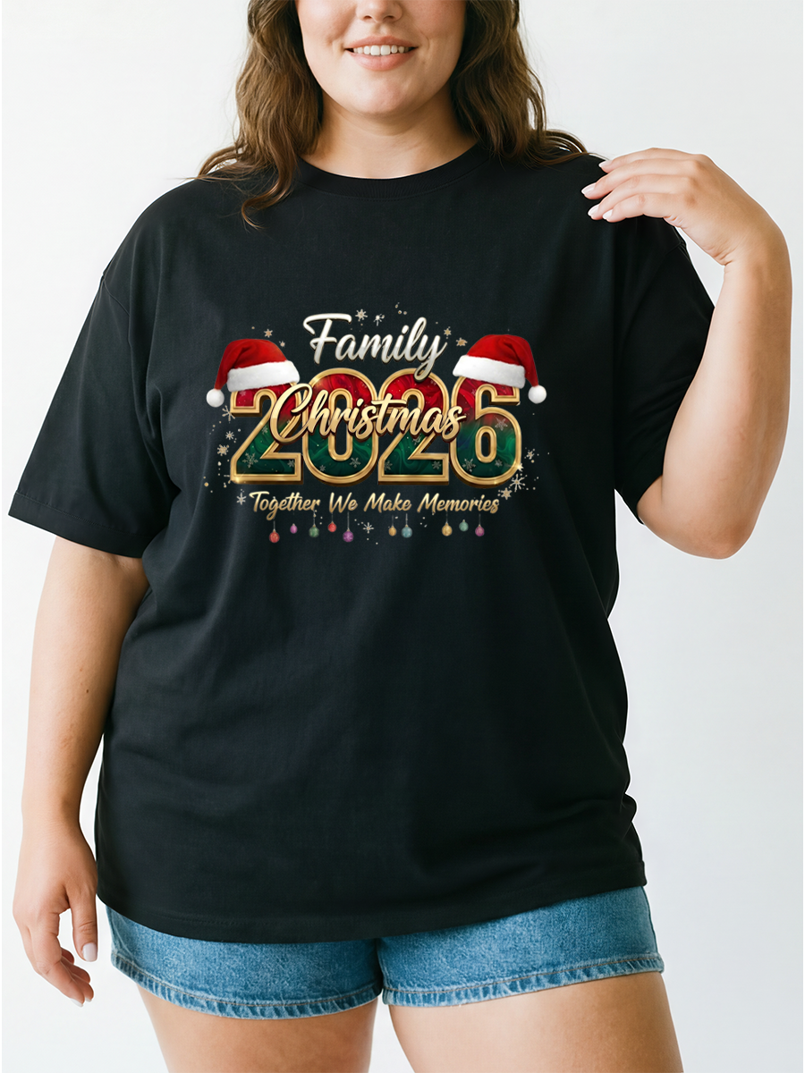 Vintage Matching Family Christmas Oversize Graphic Tee