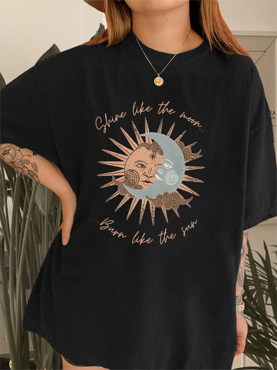 Vintage Boho Sun And Moon T-Shirt