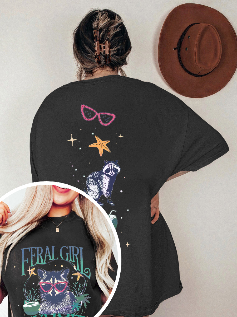 Vintage Feral Girl Summer T-Shirt