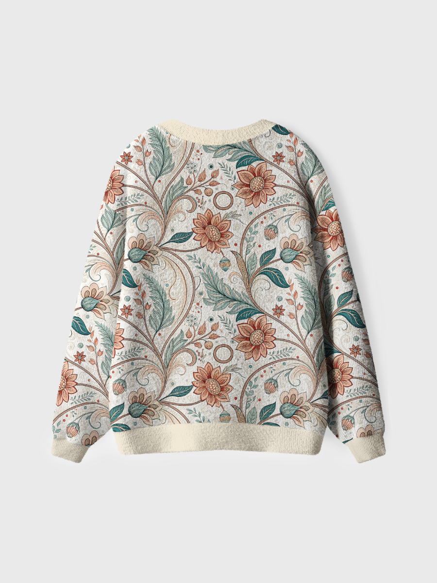 Vintage Floral Swirls Cute Cardigan Sweaters