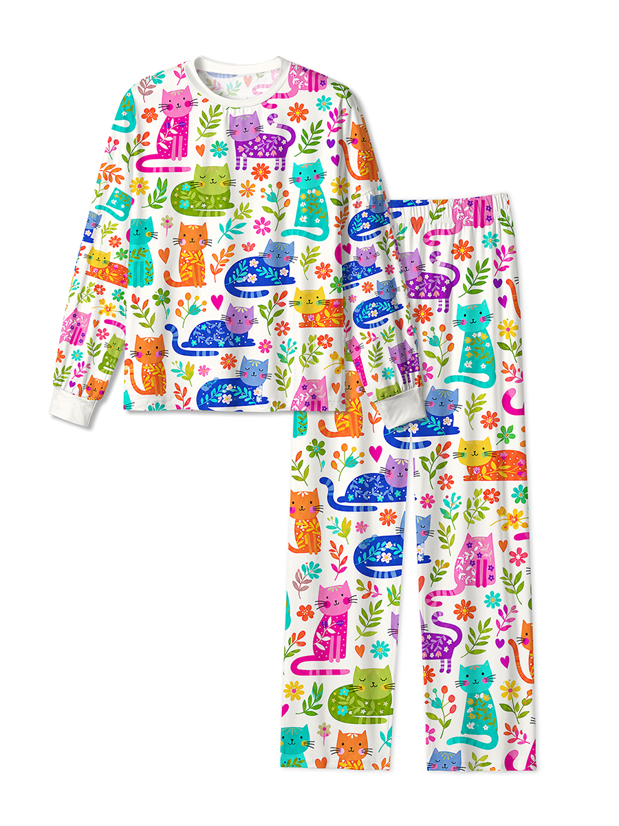 Vintage Artistic Floral Cat Pajamas