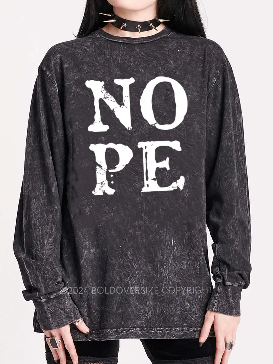 Vintage Nope Washed Long Sleeve Shirt