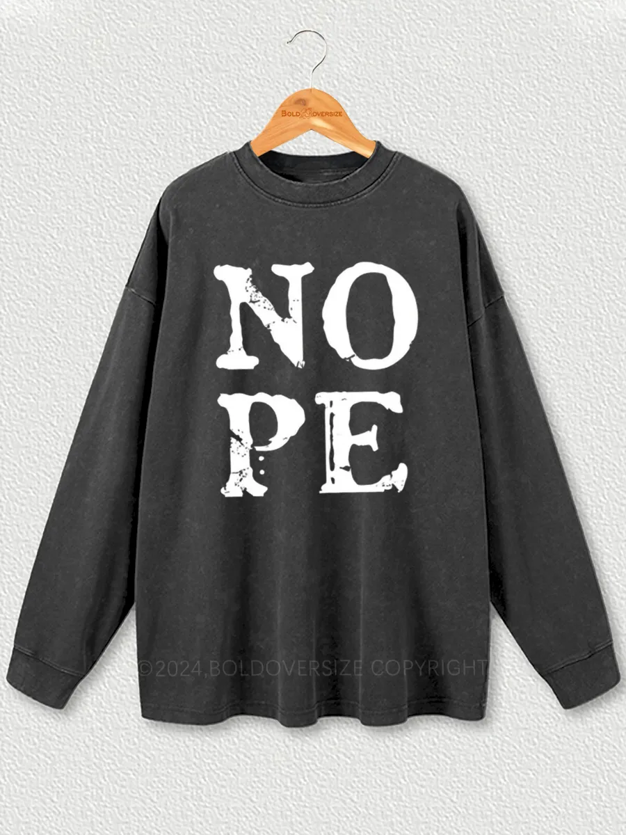 Vintage Nope Washed Long Sleeve Shirt