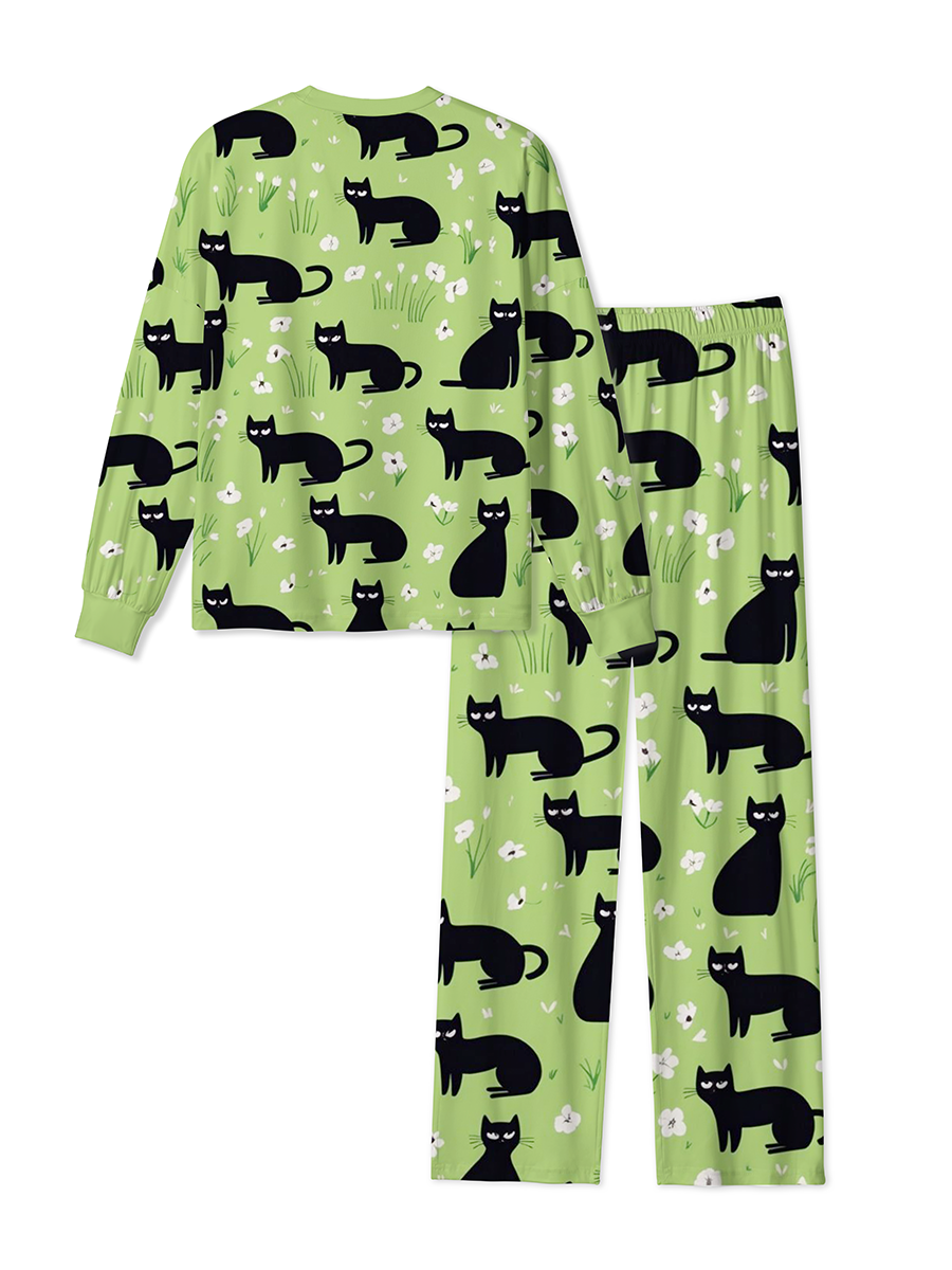 Vintage Cute Black Cat Pajamas