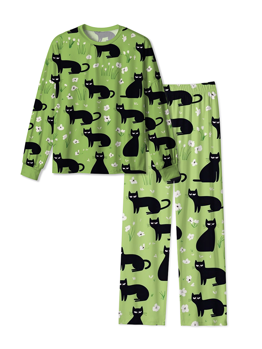 Vintage Cute Black Cat Pajamas