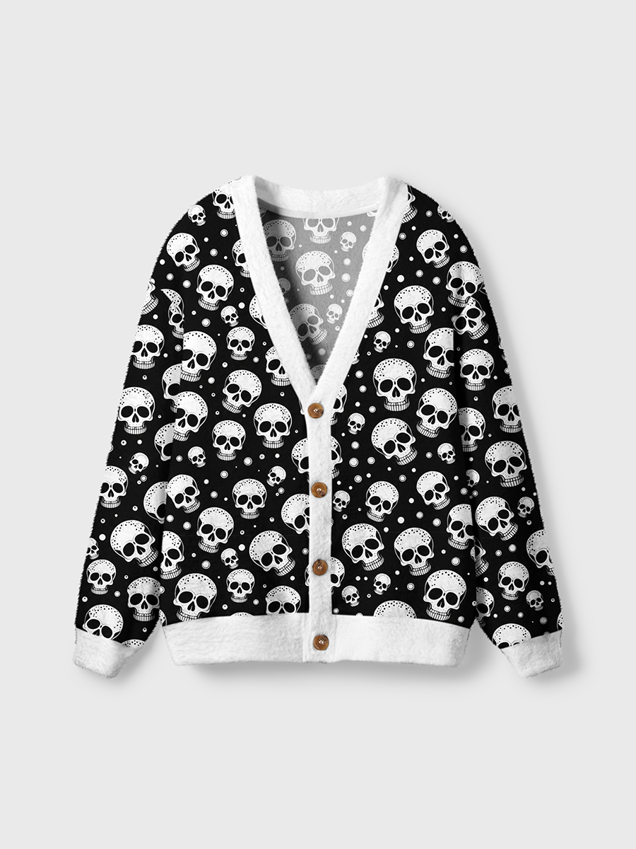 Vintage Simple Polka Dot White Skulls Cardigan Sweaters