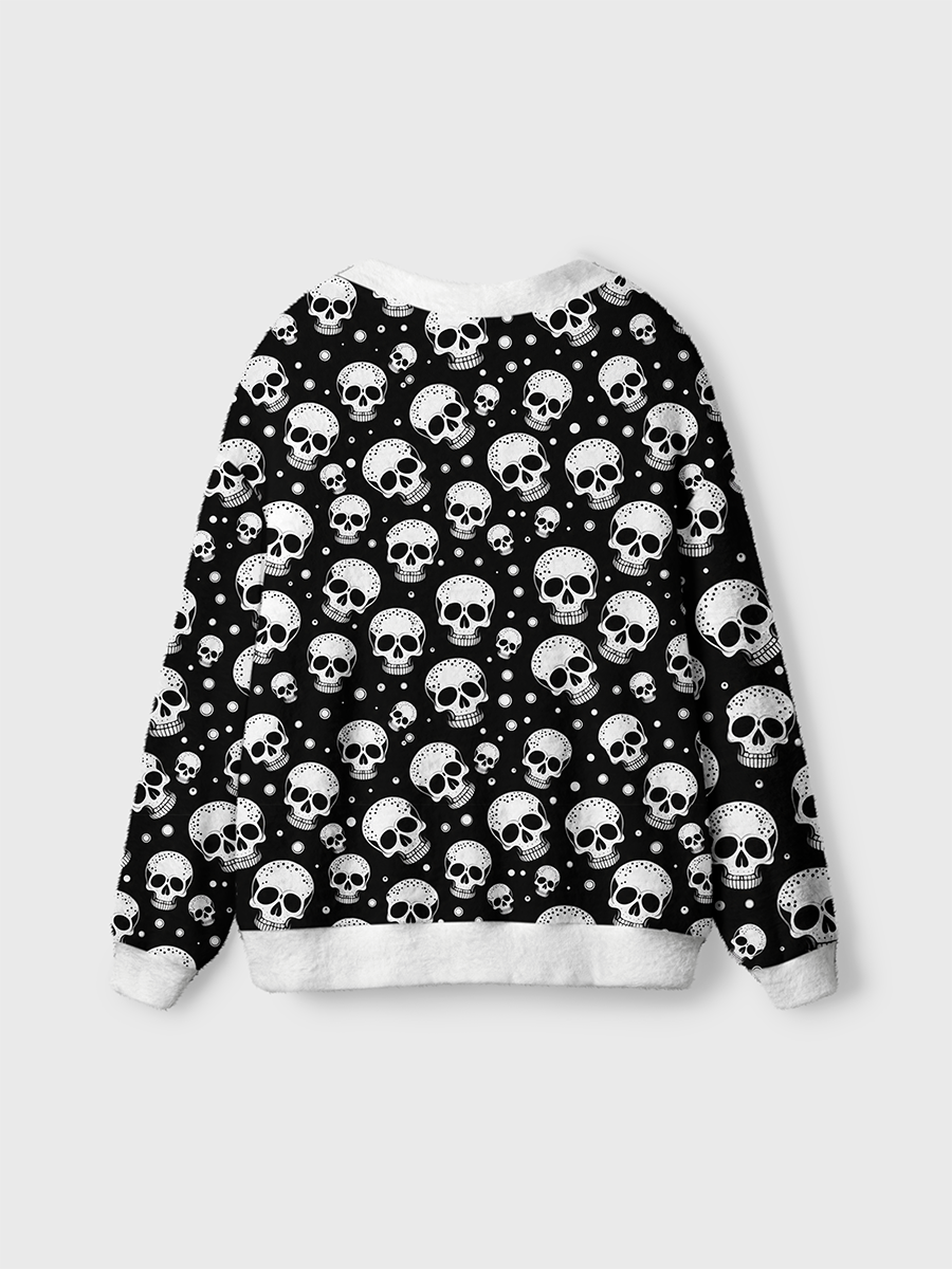 Vintage Simple Polka Dot White Skulls Cardigan Sweaters