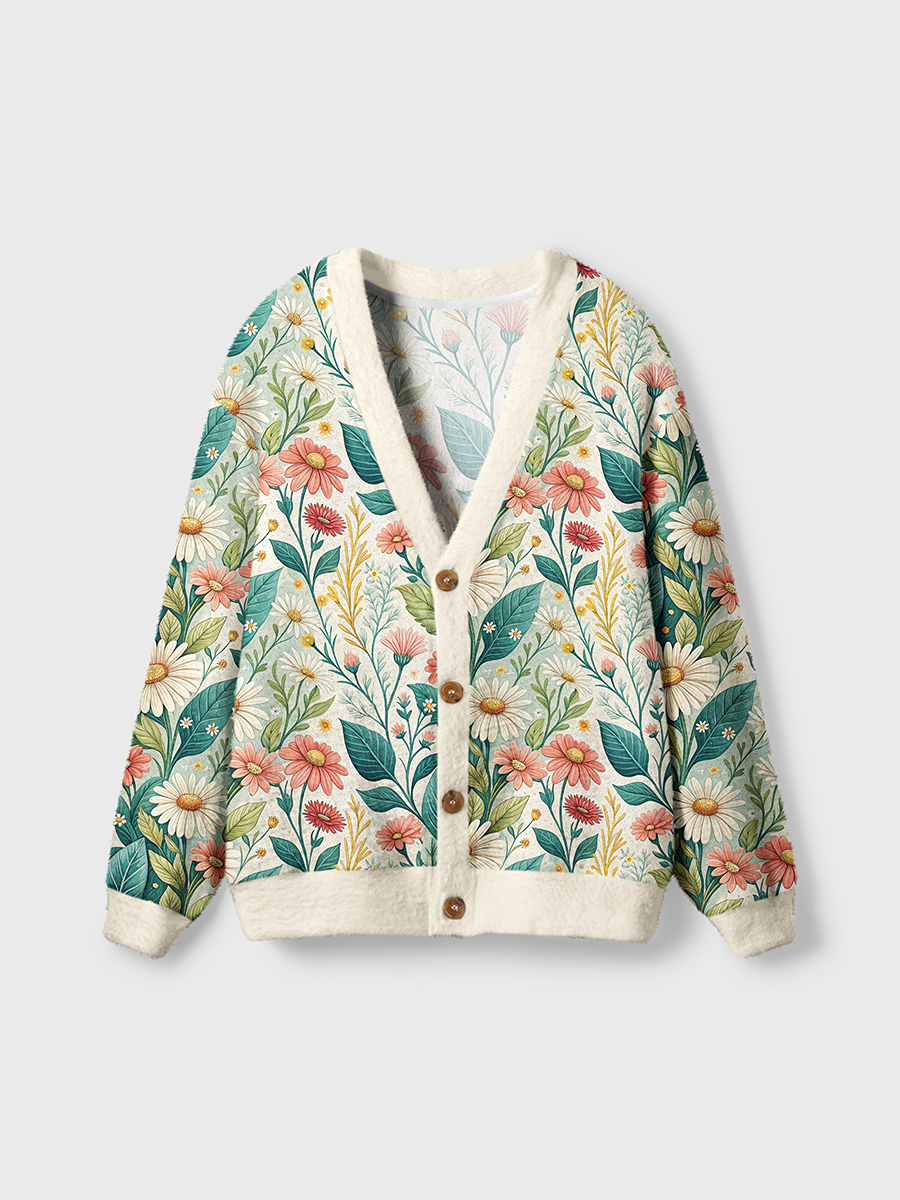 Vintage Daisy Garden Blooms Cute Cardigan Sweaters