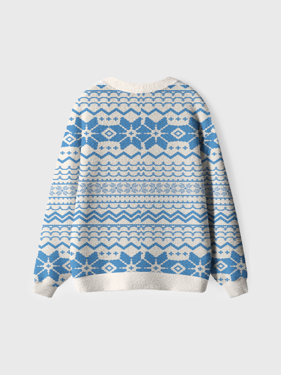 Vintage Blue Fair Isle Ugly Cardigan Sweaters