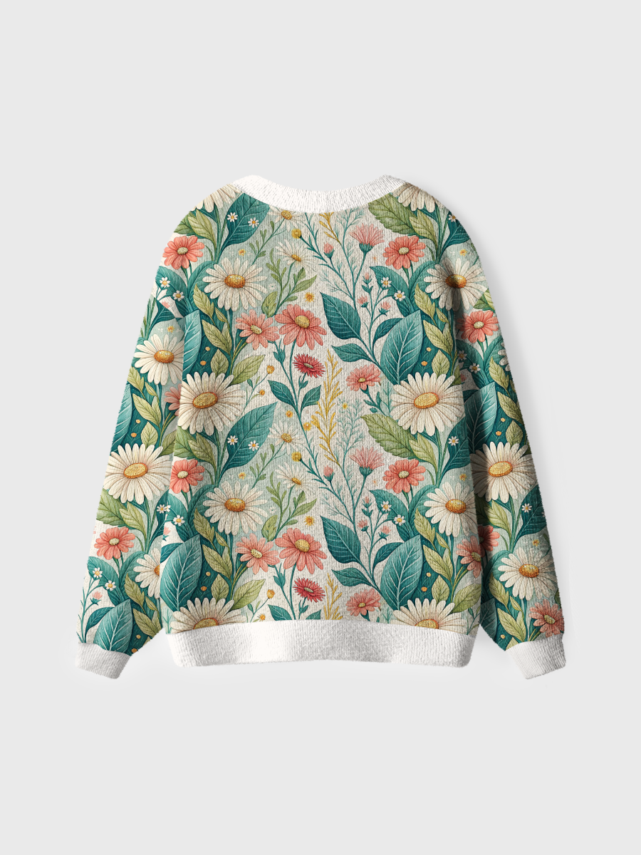 Vintage Daisy Garden Blooms Cute Cardigan Sweaters
