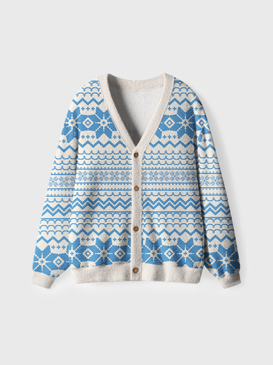 Vintage Blue Fair Isle Ugly Cardigan Sweaters