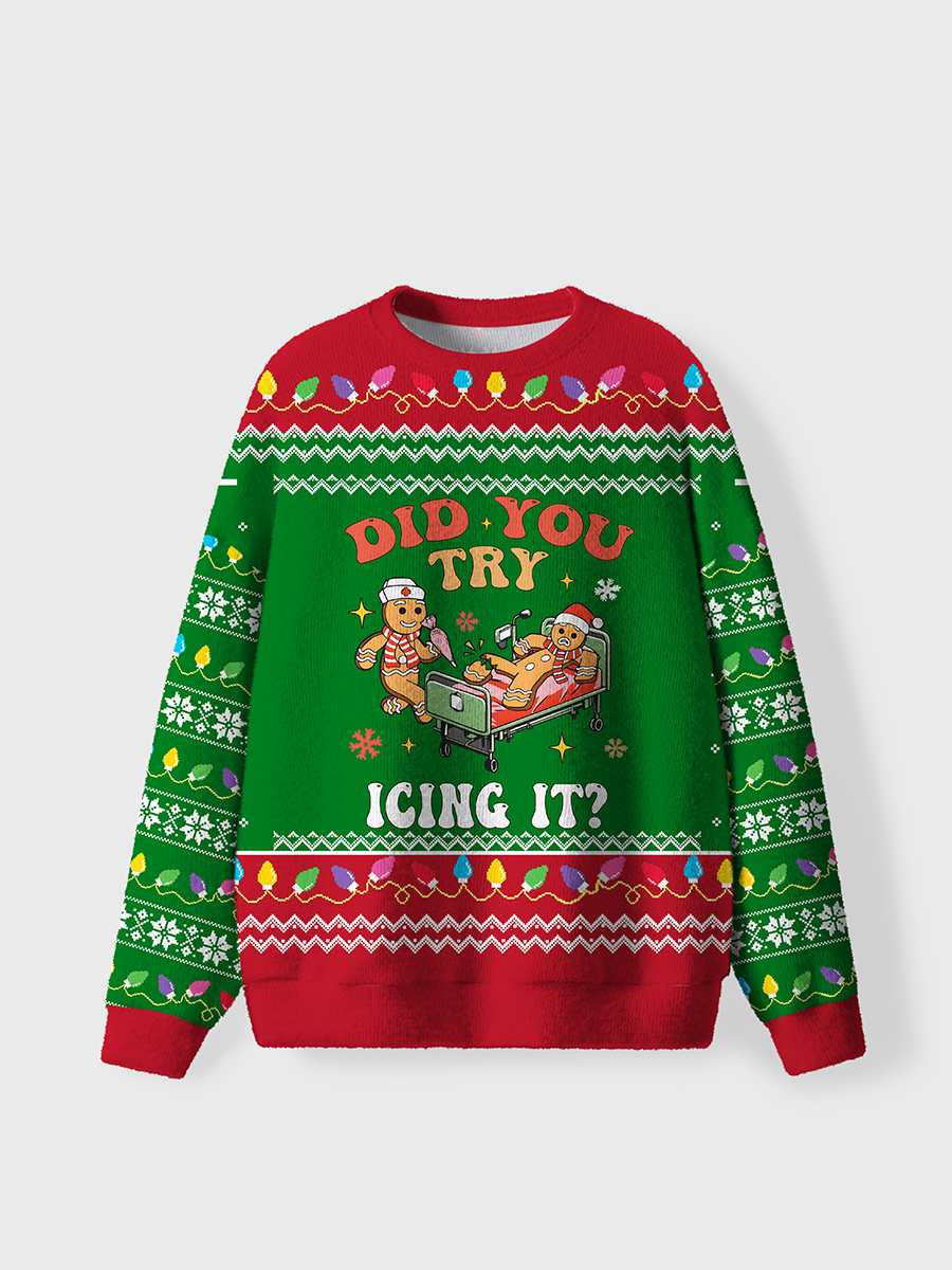 Vintage Did You Try Icing It Ugly Sweater