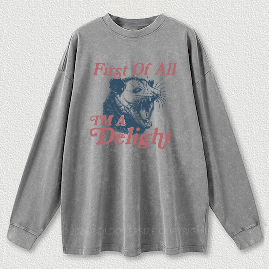 Vintage I'M A Delight Washed Long Sleeve Shirt