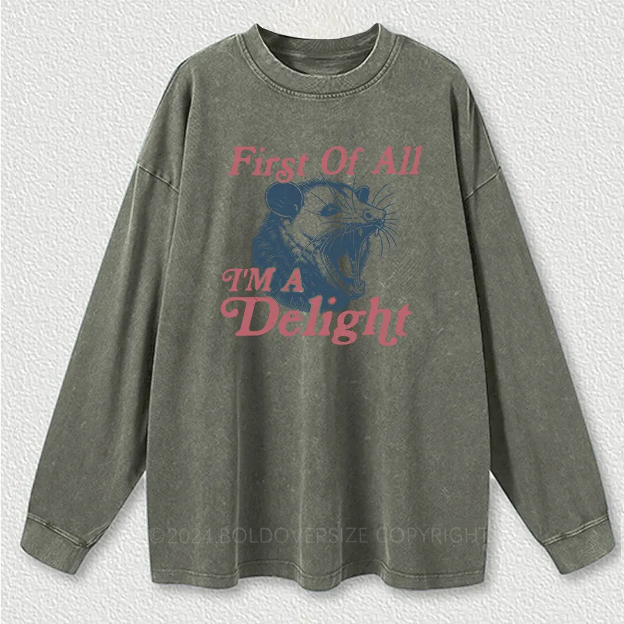 Vintage I'M A Delight Washed Long Sleeve Shirt