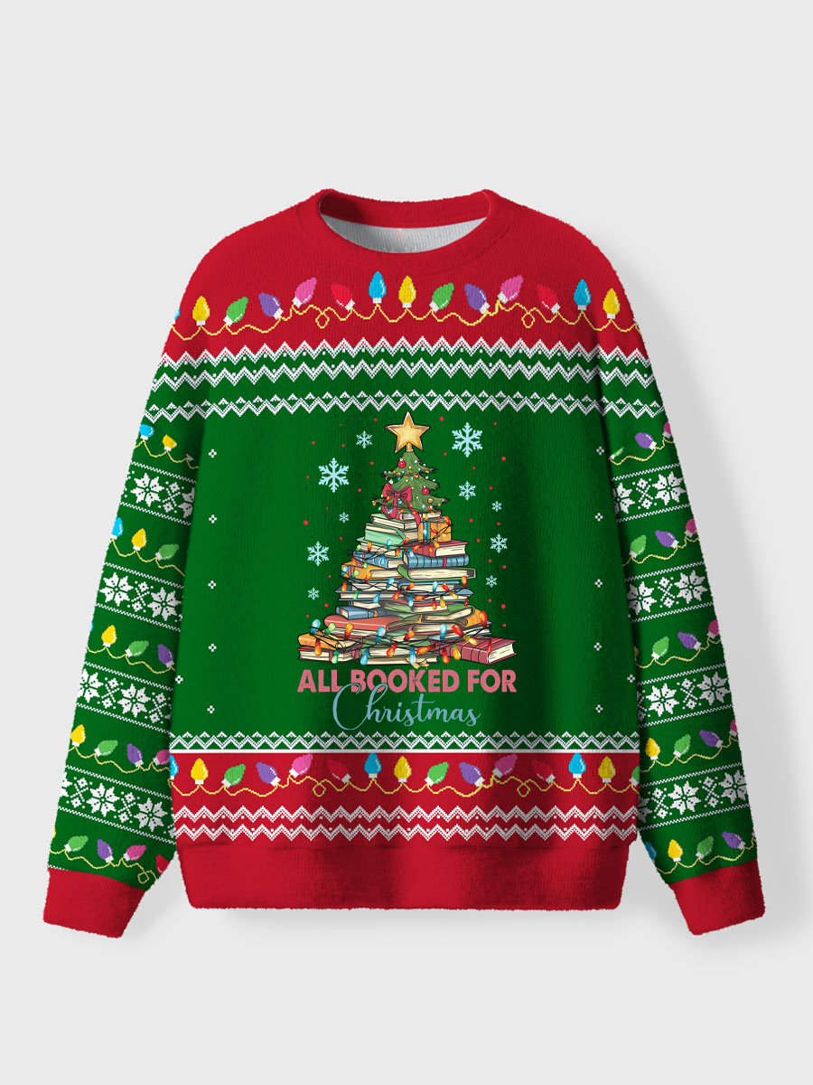Vintage All Booked For Christmas Ugly Sweater