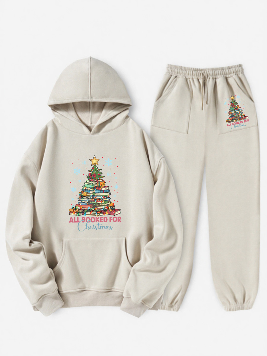 Vintage All Booked For Christmas Fleece Hoodie Suit