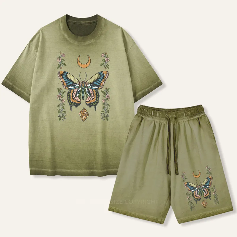 Vintage Butterfly Eyes Gradient Washed Suit