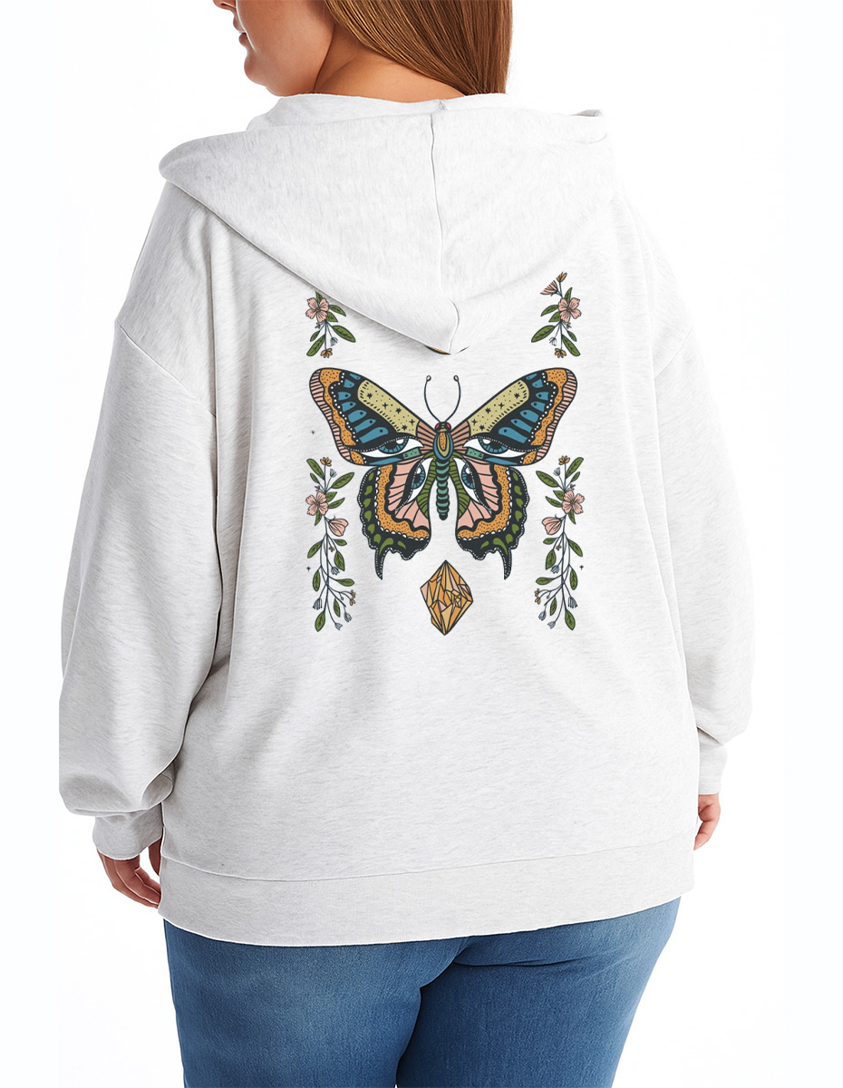 Vintage Butterfly Eyes Zip Hoodie