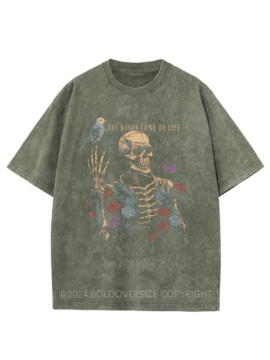 Vintage Skeleton Dry Bones Come To Life Washed T-Shirt