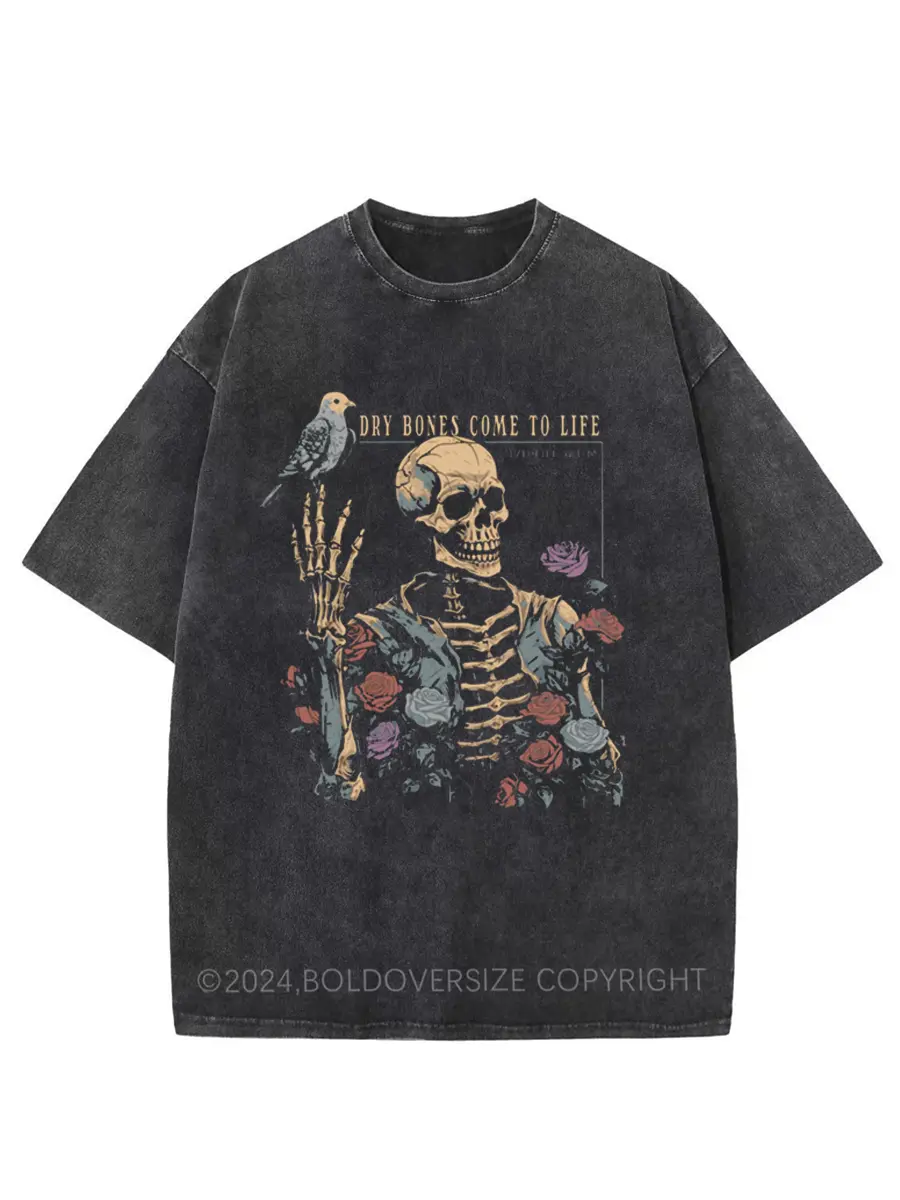 Vintage Skeleton Dry Bones Come To Life Washed T-Shirt