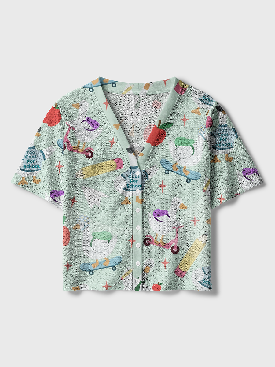 Cool Goose Back To School Kids Crochet Button Down Cardigan