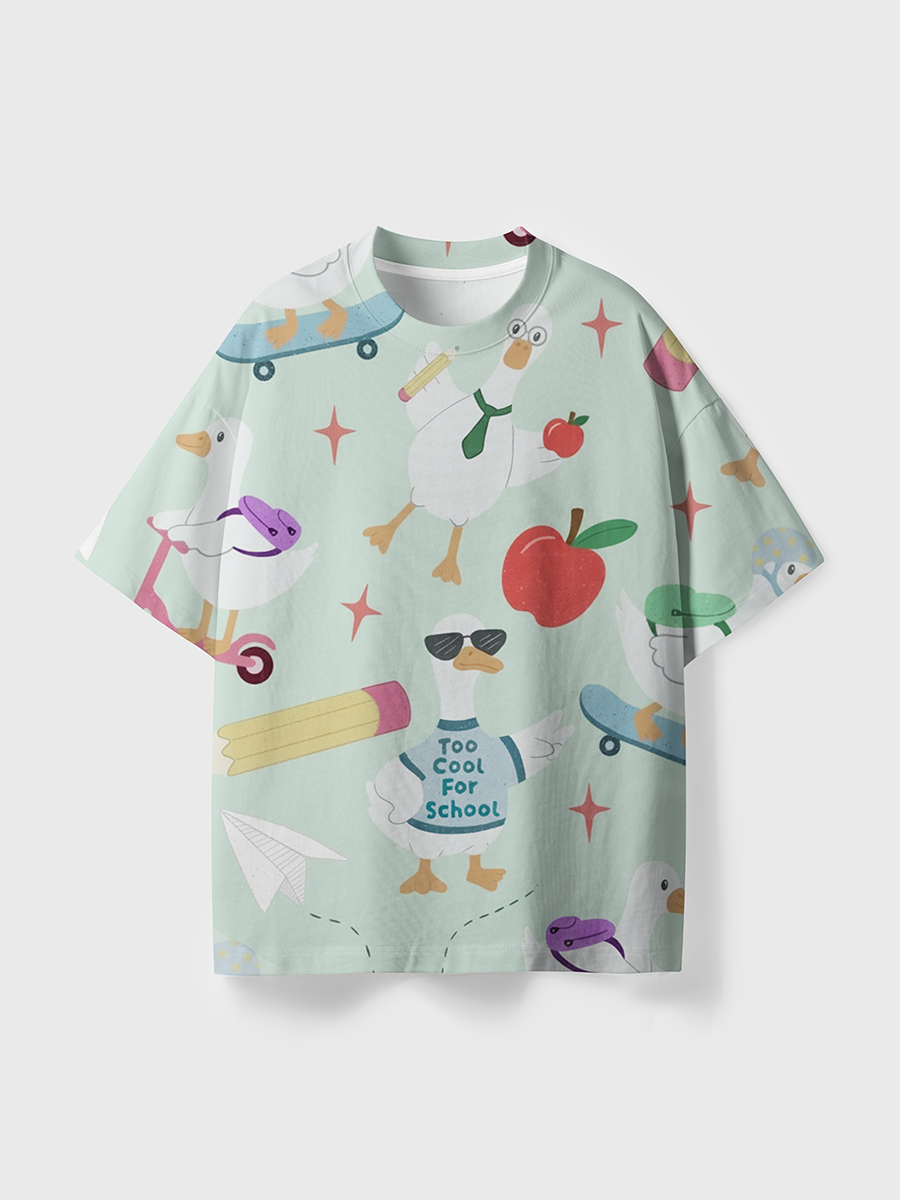Vintage Cool Goose Back To School Kids All Over Print T-Shirt