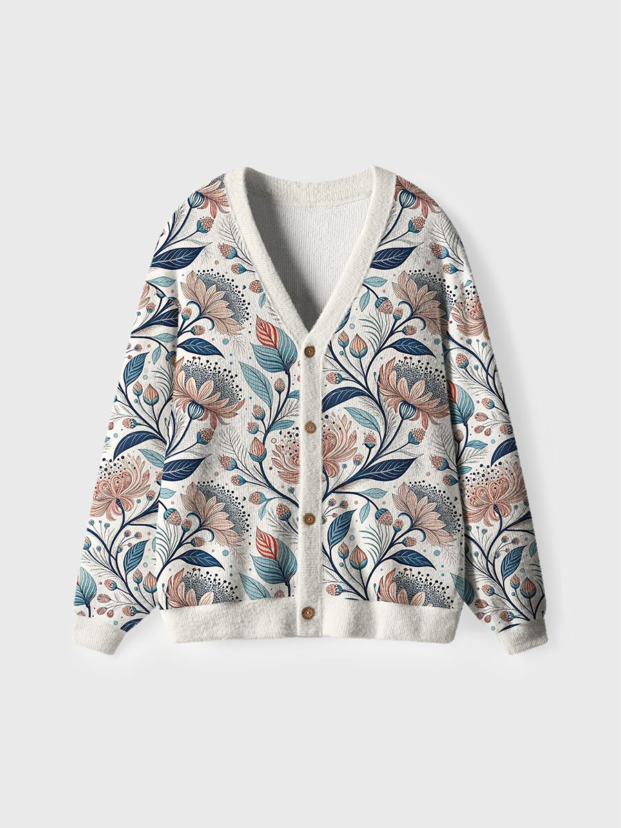 Vintage Pastel Floral Vines Cute Cardigan Sweaters
