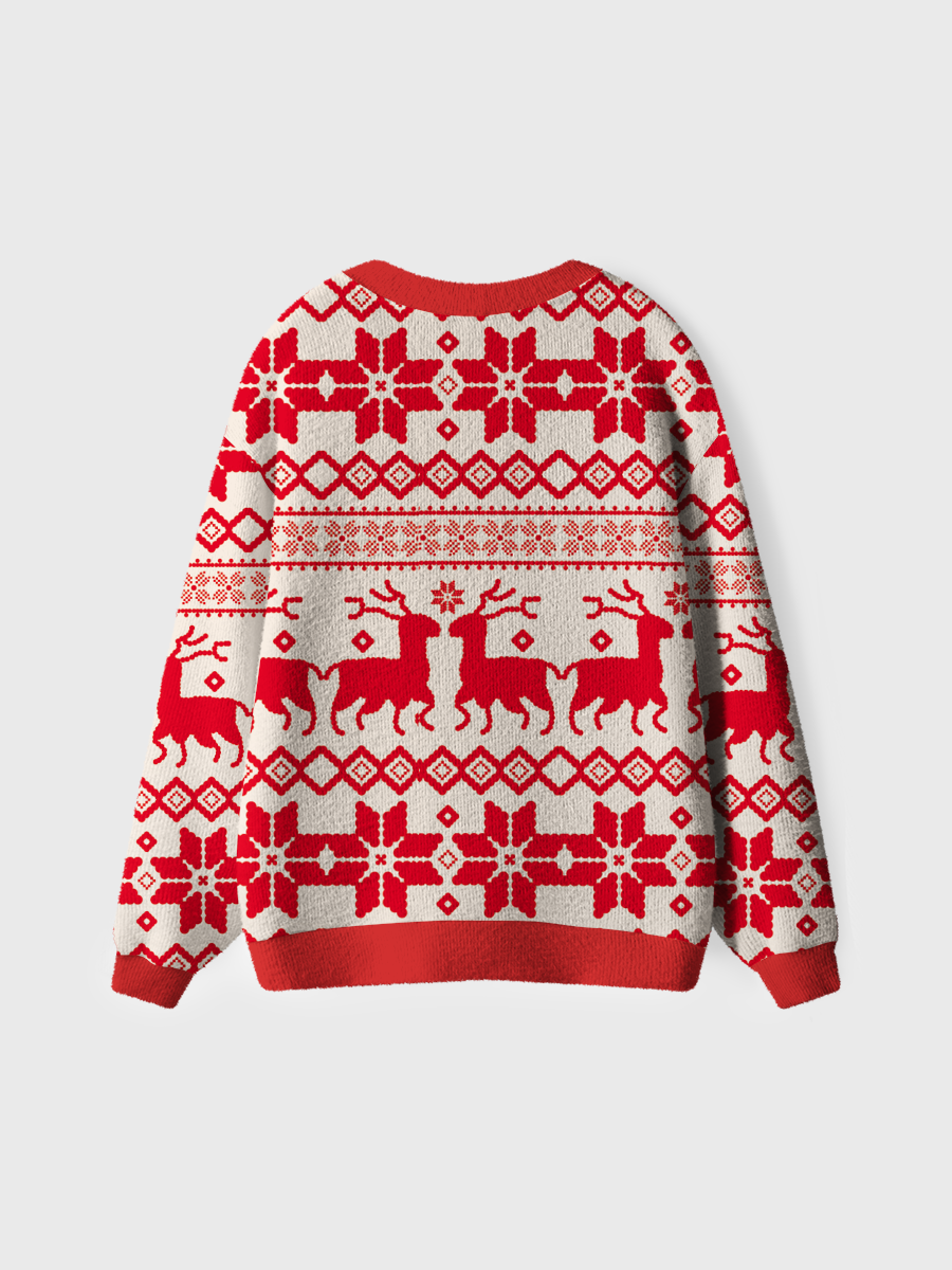 Vintage Red Christmas Reindeer Ugly Cardigan Sweaters