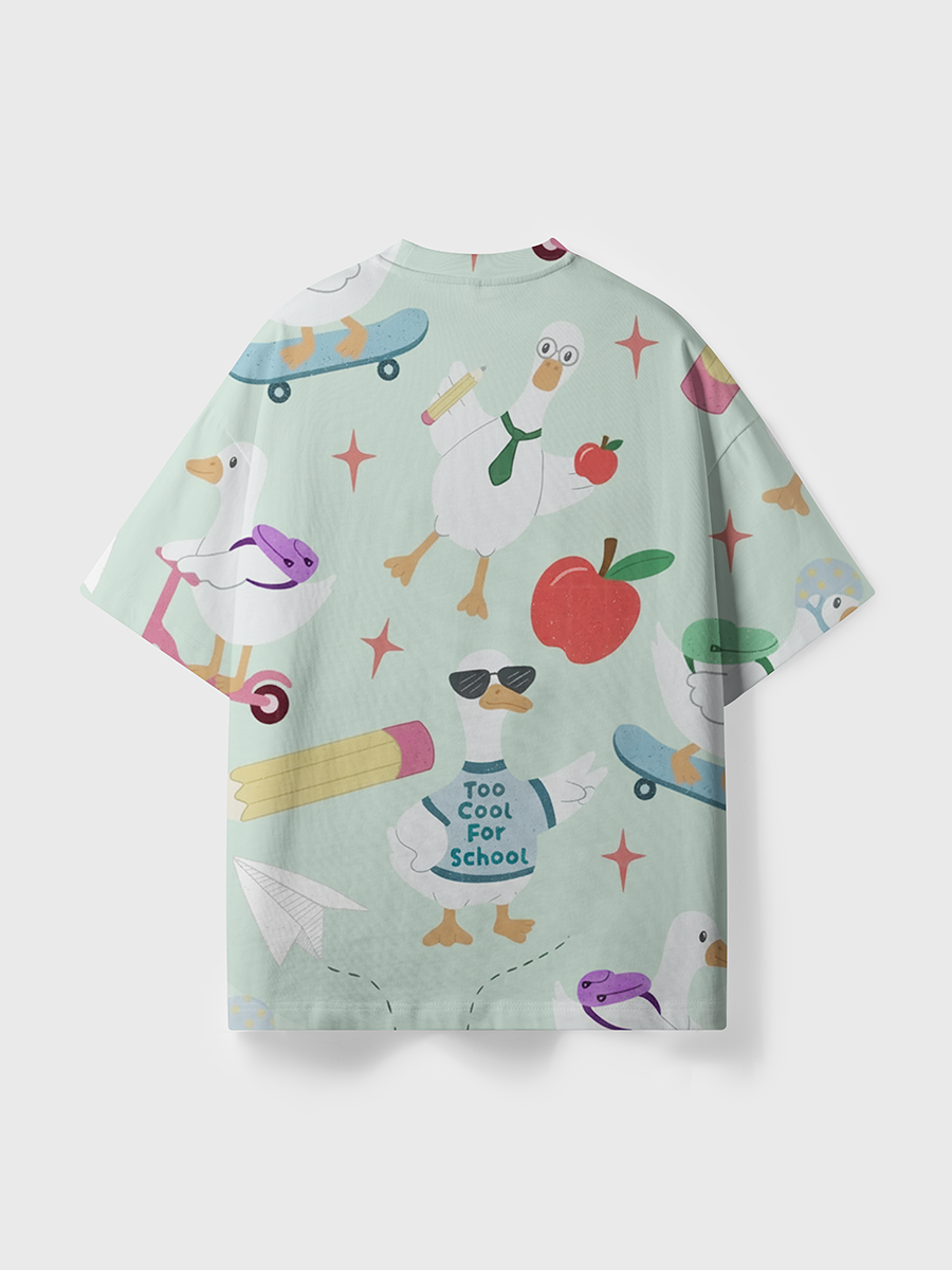 Vintage Cool Goose Back To School Kids All Over Print T-Shirt