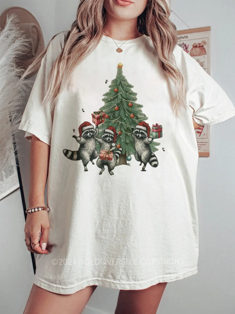 Vintage Christmas Raccoon Lover T-Shirt